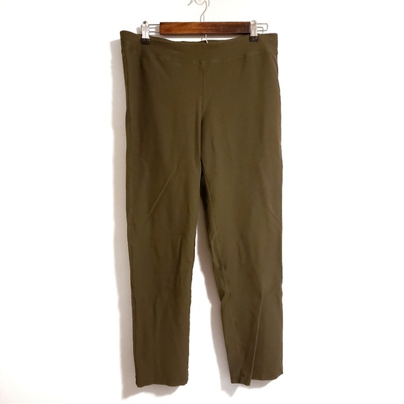 Eileen Fisher Slim Ankle Pants in Olive Green - Picture 2 of 5